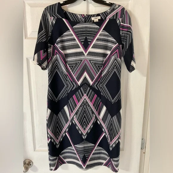 Cato | Dresses | Cato Midi Dress Black White Red Diamond Design Short  Sleeve Size 4 | Poshmark